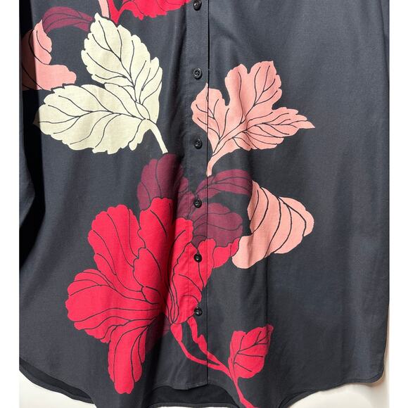 Chico’s No Iron Stretch Luxe Foliage Tunic Top Long Sleeve Button Up Sz 4 = 20 - Picture 3 of 10